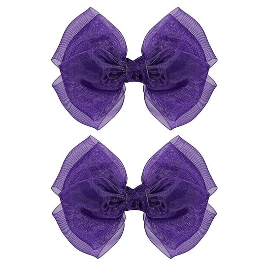 Dark Purple Mesh Hair Bows Clips 4" Organza Ribbon Hair Barrettes Alligator Hairpins for Girls Fall Birthday Wedding Party Dress Outfit Decor Accessory Teens Back to School Gift