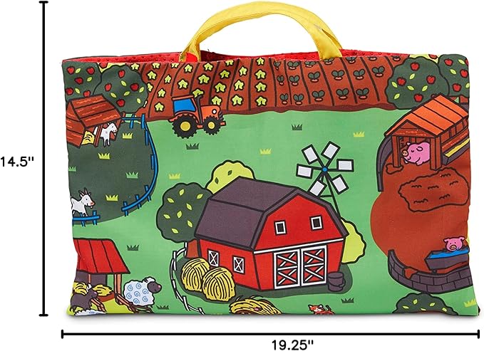 Melissa & Doug Take-Along Farm Baby and Toddler Play Mat (19.25 x 14.5 inches) With 9 Animals - Folds To Be Convenient Storage Bag for Travel