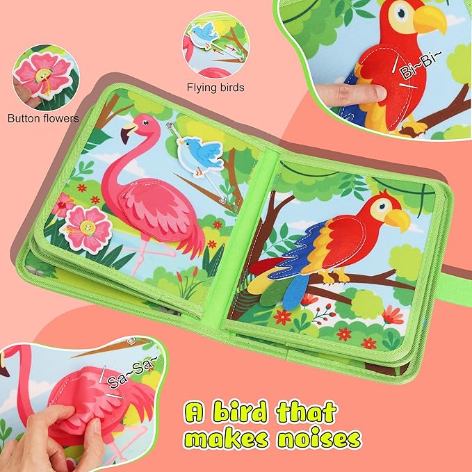 Busy Book for Toddlers 1-3 Montessori Toys for 1 2 3 Year Old - Farm Busy Board Educational Learning Sensory Toy for Boys Girls - Christmas Birthday Gifts for Toddlers Travel Toys for Airplane Car