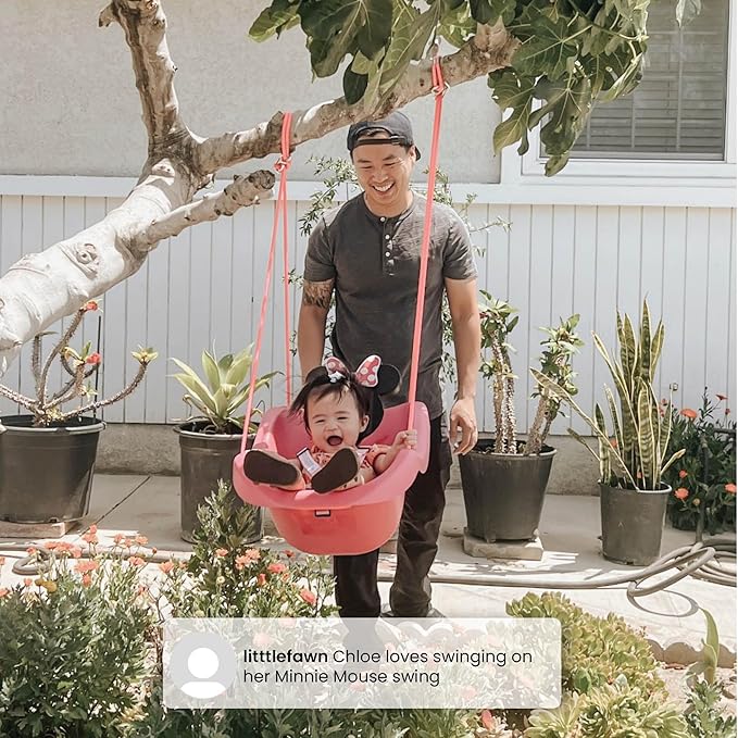 Disney Minnie Mouse 2-in-1 Outdoor Swing by Delta Children – for Babies and Toddlers – Full Bucket Seat