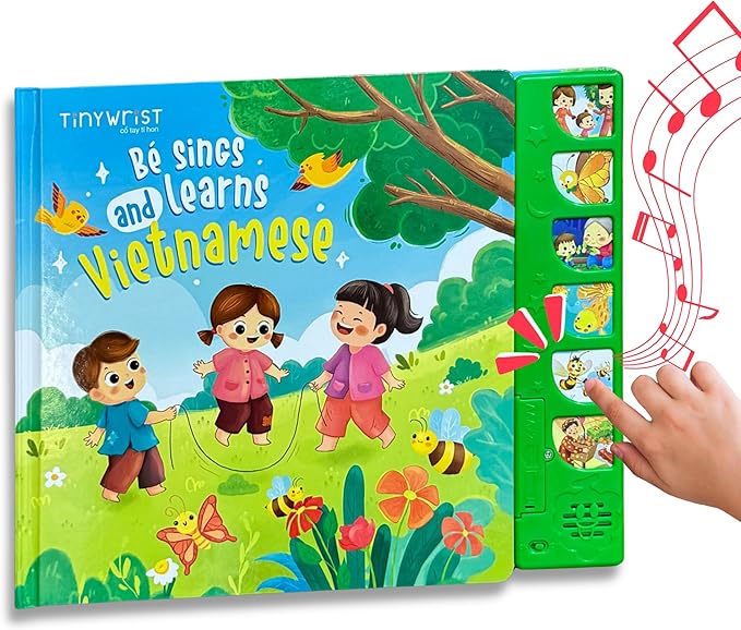 tinywrist AUDIOBOOKS - Bé Sings and Learns Vietnamese – Interactive Bilingual Music Book for Babies, Toddlers & Kids | Vietnamese-English Learning Toy | Northern & Southern Accents