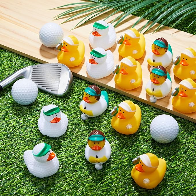Deekin Rubber Ducks 2 Inch Bulk Sport Party Favors for Team Events Decorations Birthday Party Supplies Club Player Gift(24 Pcs,Golf Player)