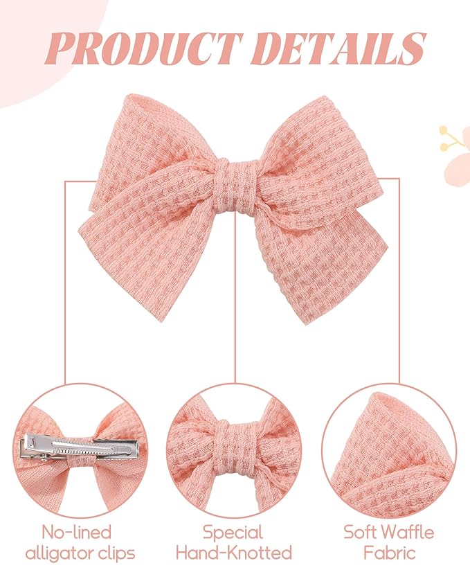 Jollybows 20pcs Baby Hair Clips Girls Bows 2" Mini Alligator Clip Toddler Pigtail Bow for Fine Hair-Pink White Yellow Gray Pulple