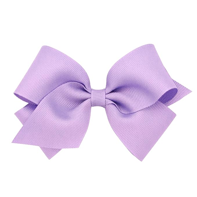 Wee Ones Girls' Plain Wrap Classic Grosgrain Hair Bows on a WeeStay No-Slip Hair Clip, Handmade, Small, Light Orchid