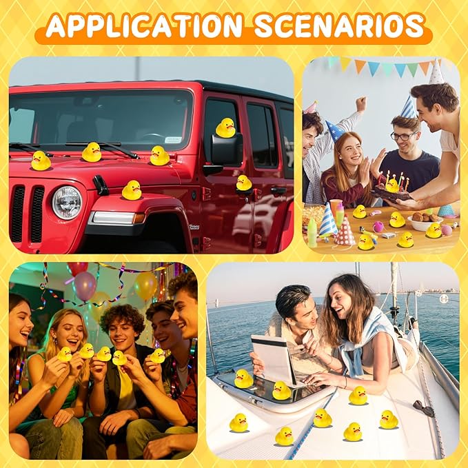 [24 Pack] Yellow Rubber Ducks, Bubble Mini Rubber Ducks in Bulk, Quiet Waterproof Bathtub Toys for Stress Relief, Pool Party, Baby Shower Game & Birthday Gifts
