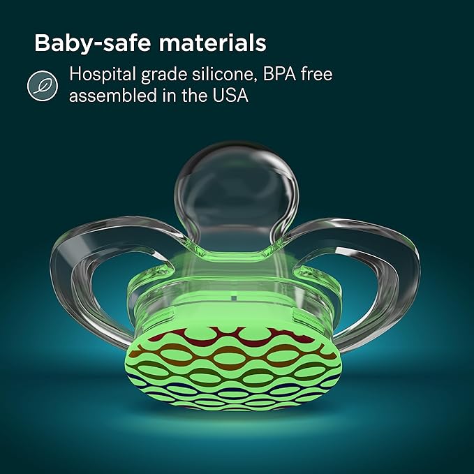 Smilo Baby Pacifier - 2 Pack of Slimline Pacifiers for Babies with Sterilization Box - Stage 1 for Babies 0-3 Months - 100% Silicone Newborn Pacifiers BPA Free - Aqua Blue