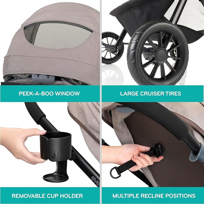Evenflo Pivot Modular Travel System with LiteMax Preemie and Infant Car Seat (Desert Tan)