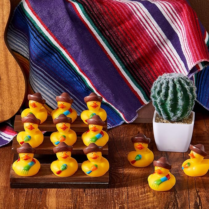 48 Pcs DEEKIN Mexican Fiesta Rubber Ducks for Party Favors Decoration 2 Inch Fiesta Party Favors Cinco De Mayo Party Decorations Rubber Ducks Assortment Birthdays Accessories