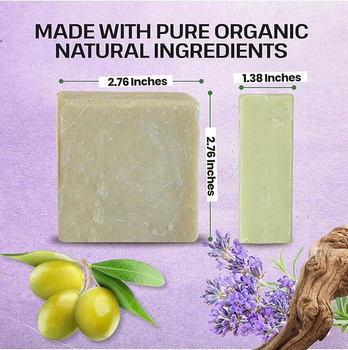 Dr.Ancient Lavender Soap Bar, Organic Soap Bars Handcrafted the Traditional Way, Natural Chemical-Free, Vegan, Used for Face Wash, Body Wash, and Hand Cleansing, Relaxing, Refreshing