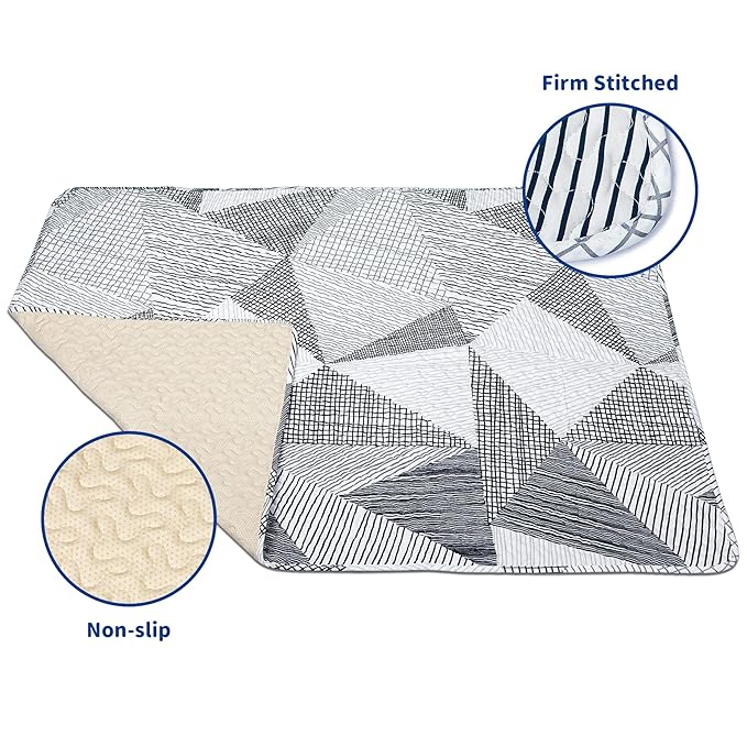 TANOSHII® Baby Play Mat for 79"x59" Playpen, Machine Washable Kids Mat, Cotton,Foldable Crawling Mat for Floor,One-Piece Crawling Mat Non Slip Baby Mat for Floor,Portable Travel (Stripe)