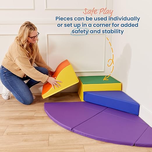 ECR4Kids SoftZone Adventurer's Summit Slide, Corner Climber, Assorted, 4-Piece