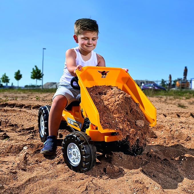 Big: Jim Dumper Ride-On - Tractor Farm & Construction Toy Vehicle, Truck w/Tipping Bed, Steering Wheel, Horn, Adjustable Seat, Outdoor Play, Kids 3+