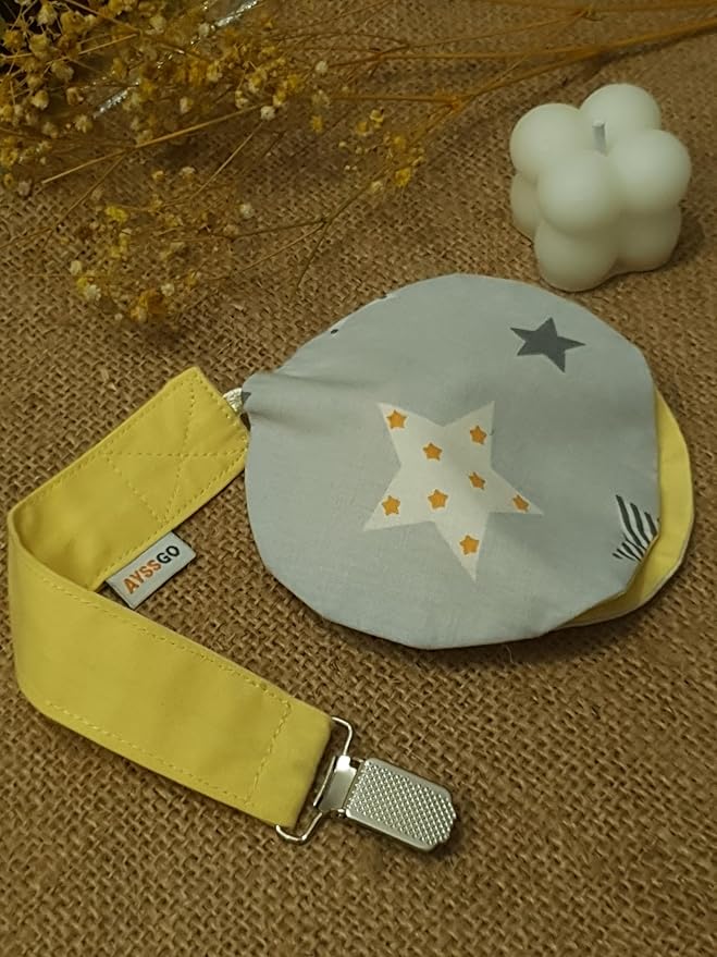 Protective Pacifier Clip, Bowtie & Round – Ultra-Durable & Handmade, 2-Pack with 100% Cotton Fabric – Safe & Stylish Baby Essential