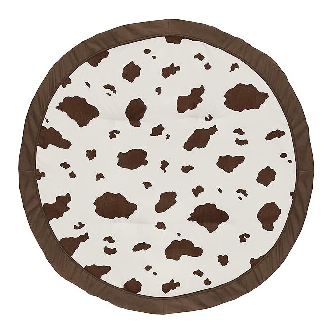 Sweet Jojo Designs Cow Print Girl Boy Gender Neutral Baby Play Mat Tummy Time Activity Infant Playmat Playpen Tent Teepee Floor Brown Vintage Animal Print for Western Cowgirl Wild West Southwest