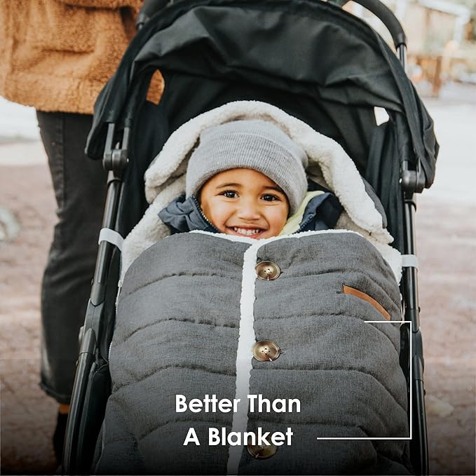 JJ Cole Bundle Me Winter Toddler Car Seat Cover and Bunting Bag - Urban - Weather Resistant Baby Carrier Cover - Winter Baby Essentials - Heather Gray