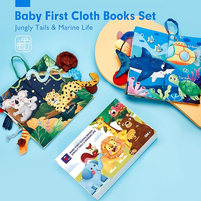 hahaland Baby Books 2 PCS and Baby Hanging Octopus Sensory Toy