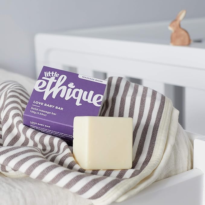 Ethique Love Baby Bar Solid Massage Bar to Prevent Dry Skin - Plastic-Free, Vegan, Cruelty-Free, Eco-Friendly, 3.53 oz (Pack of 1)