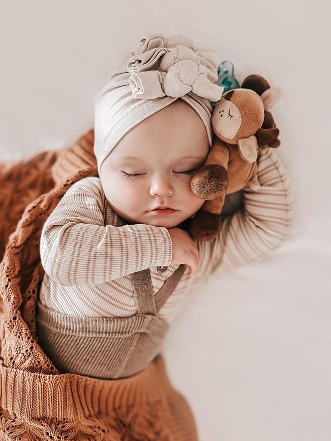 PaciBuddy Deer Pacifier Holder - Plush Toy with Detachable Pacifier & Universal Adapter, Gender Neutral Baby Gift for 0+ Months - Infant Plush Baby Toy, Versatile Baby Essentials, Binky