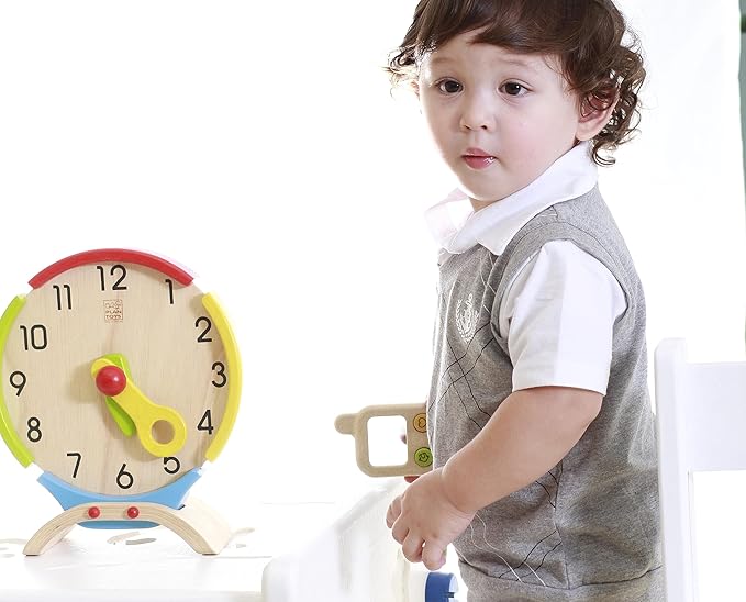 PlanToys® Activity Clock Wooden Learning Toy for Kids Ages 3+ | Montessori Educational Tool for Time Recognition, Sequencing & Daily Routine Skills | Eco-Friendly Toy for Cognitive Development