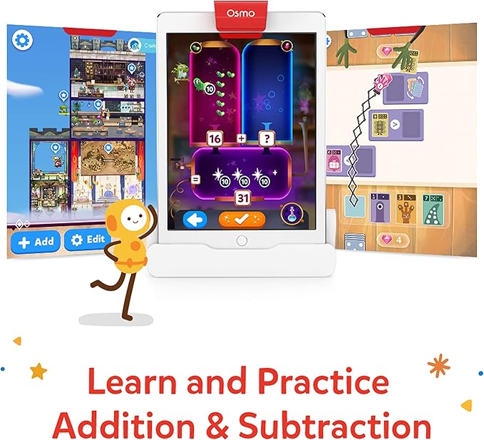 Osmo - Math Wizard and the Magical Workshop for iPad - Ages 6-8/Grades 1-2 -Addition & Subtraction-Curriculum-Inspired-STEM Toy Gifts for Kids,Boy & Girl-Ages 6 7 8 (Osmo Base Required)