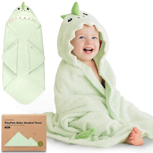 KeaBabies Organic Baby Towel with Hood for Girls, Boys - Soft, Absorbent, 100% Cotton Hooded Baby Towels for Newborns, Infants, Large Hooded Bath Towels for Babies, Kids, Toddler 1-3 (Draco)