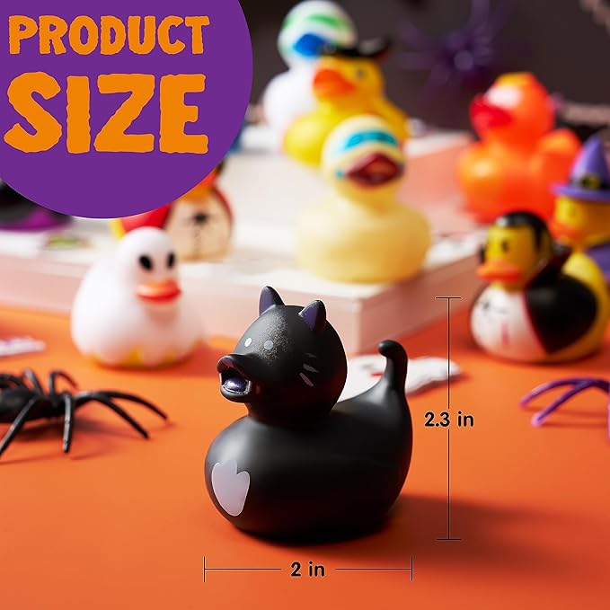 JOYIN 18 PCS Halloween Rubber Ducks, Halloween Ducks Toys for Trick or Treating Goodie Bag Fillers, Bathtub Toys Duckies for Halloween Party Favors Decorations, School Classroom Game Prizes
