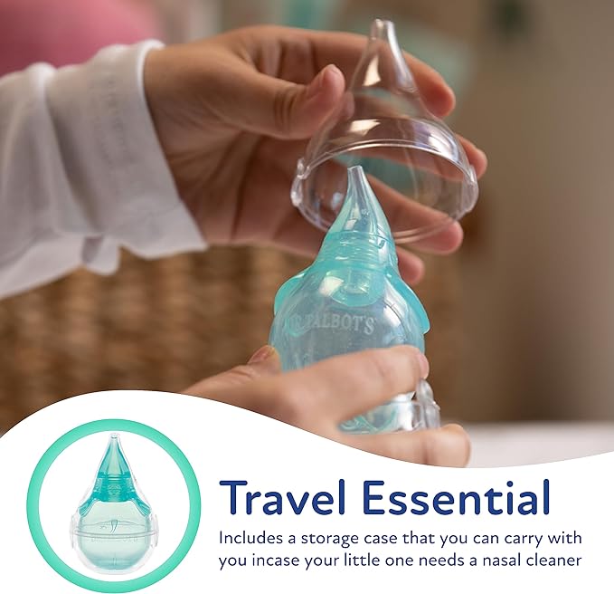 Dr. Talbot's Nasal Aspirator for Babies - Silicone - with Storage Case - Blue Elephant,(Pack of 2)
