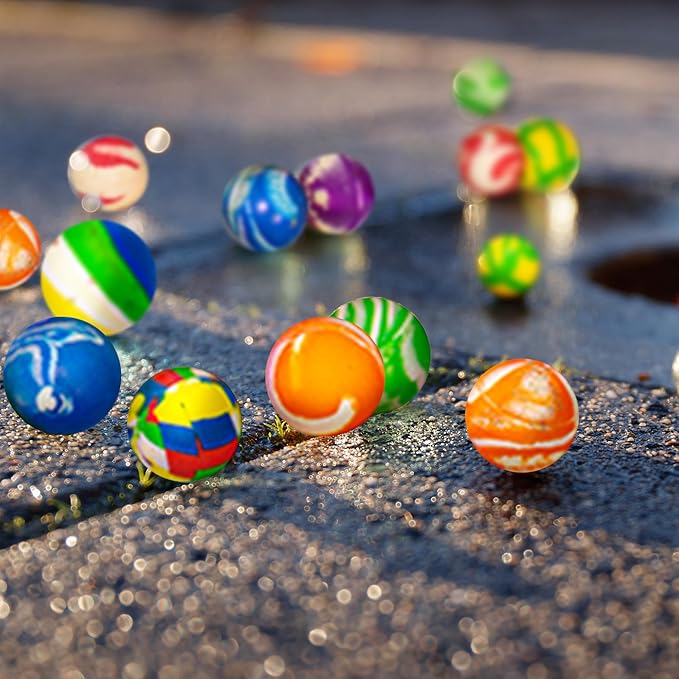 Fun Central 50-Pack 1.5” Hi-Bounce Balls – Assorted Colorful Designs