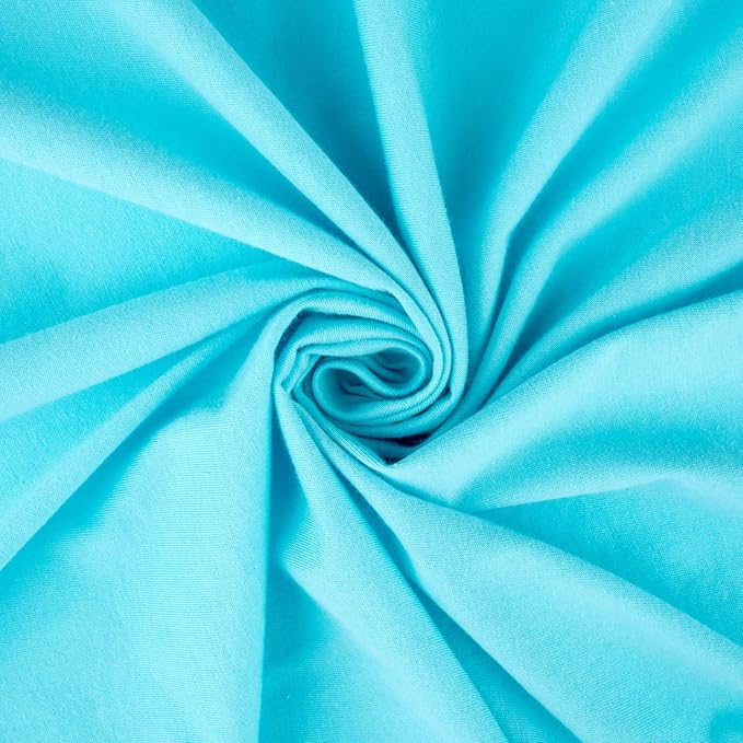 SheetWorld Fitted 100% Cotton Jersey Square Play Yard Sheet Fits Joovy 38 x 38, Solid Aqua, Made in USA