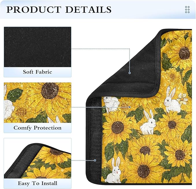 2 Pack Seatbelt Covers Seat Belt Cover Pad for Adults Boys Girls Car Seat Strap Covers Pads Cushion Universal Shoulder Strap Pad Protector for Backpack 6.5 Inch Autumn Sunflower and Rabbit