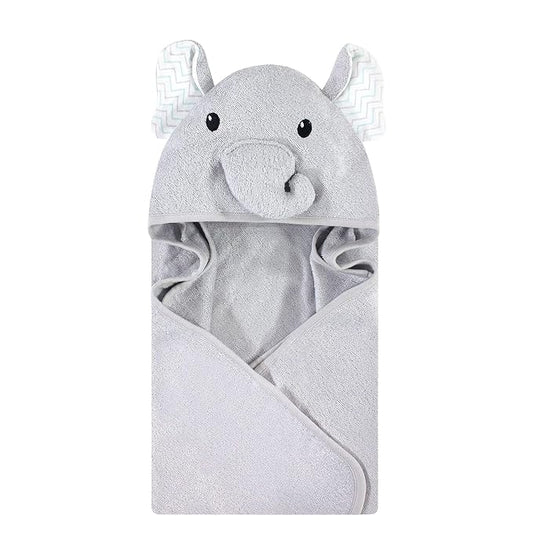 Hudson Baby Unisex Baby Rayon from Bamboo Animal Face Hooded Towel, Gray Elephant, One Size