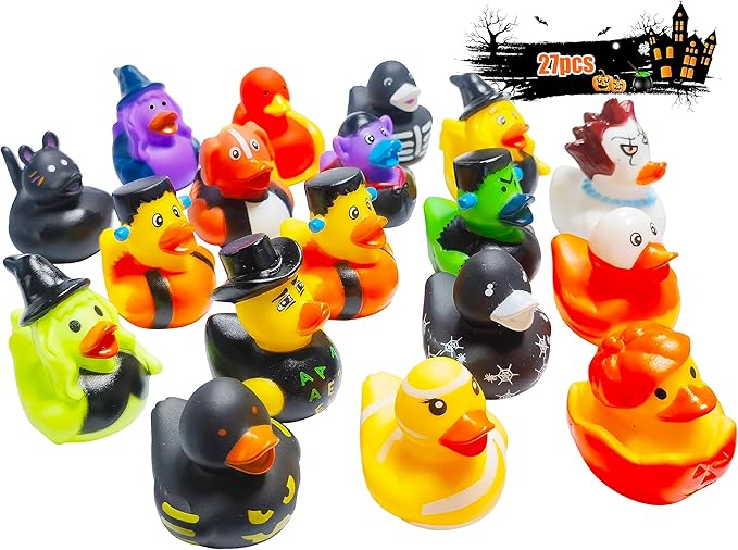 27 Pcs Halloween Party Favors Rubber Ducks,Baby Showers Accessories Bath Toys for Kids Halloween Decorations Trick or Treat Supplies Goodie Bag Fillers(Halloween)