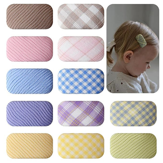 12 PCS Toddler Hair Clips - 1.8'' Baby Girls Wrapped Snap Barrettes or Babies Hair Accessories for Infants and Kids