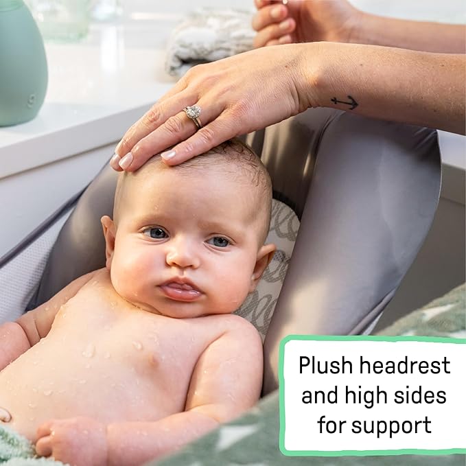 Ingenuity Foldaway 2-Position Baby Bath Seat,Adjustable Support for Sink or Bathtub,Ages 0-6 Months up to 20 Pounds,Machine-Washable Sling,(Pack of 3)