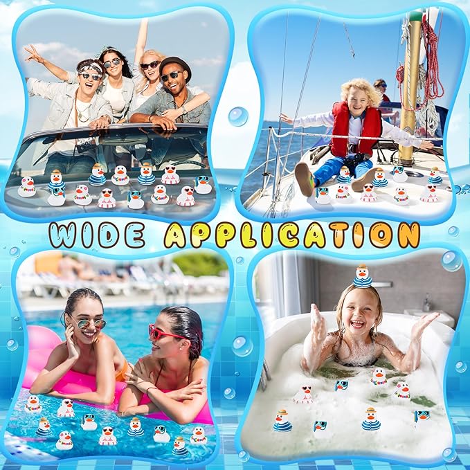 Honoson 36 Pcs Summer Beach Rubber Duckies Bulk Mini Rubber Duck Bath Toys Float Bathtub Ducky Cute Squeaky Ducky for Classroom Carnival Summer Birthday Baby Shower Party Favor (White)