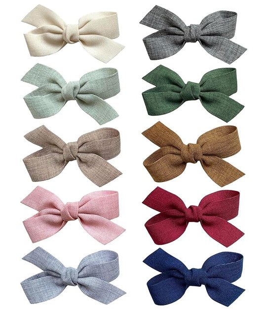 Baby Girls Hair Bows Clips, 10pcs Boutiques Barrettes Fully Lined Alligator Clips Hair Accessories for Infants Toddlers Fine Hair by Cherssy