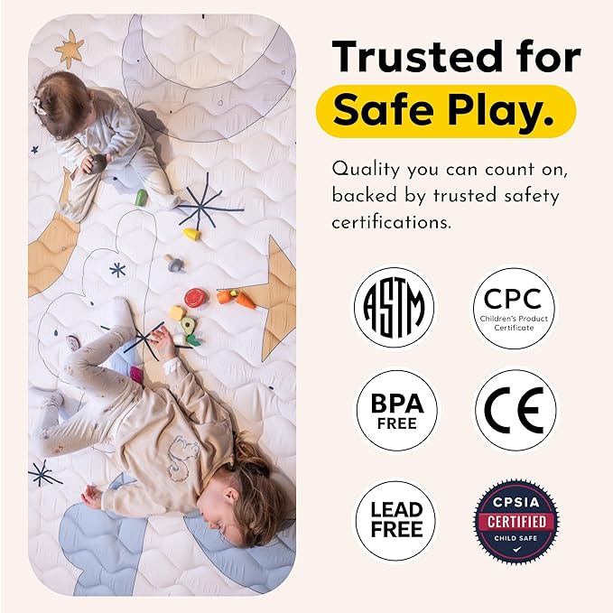 Miotetto Baby Mat for Floor, 73" x 73" Playpen Mat, Thick Soft Foam Padding Baby Play Mat, Portable Quilted playmat - Washable Baby Floor Play mat, Non-Slip Play Mat for Babies & Toddlers