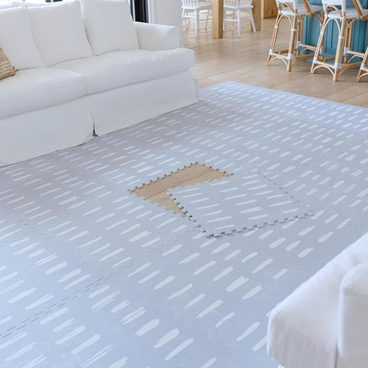 Little Landings Baby Play Mat for Floor - Shoreline (6x8ft) - Premium EVA Foam Play Mat for Babies & Toddlers (Ages 0-5+) Non-Toxic Playmat for Tummy Time, Crawling & Playroom - Stylish & Comfortable