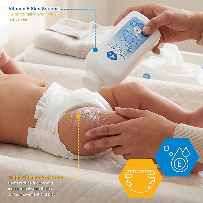 MED PRIDE Baby Powder Talc Free Cornstarch Formula with Aloe Vera and Vitamin E, Hypoallergenic Skin Care for Diaper Changes and Daily Use, 22 Ounce Bottle