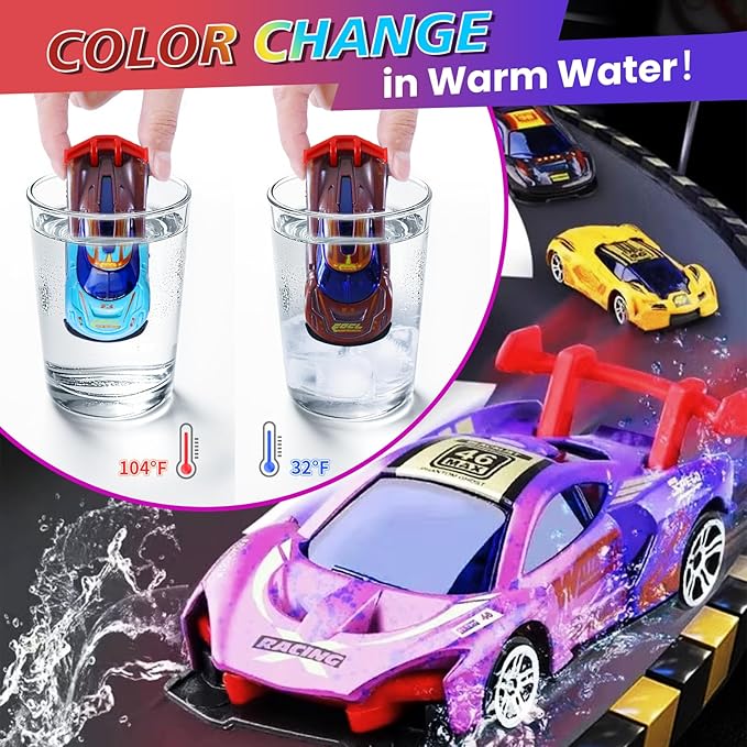Color Change Race Car Series - 6pcs Mini Color Change Sports Car Toy,Vehicle Bath Toy Set,Bathtub Water Table Toy,for Easter Fillers,Goodie Bags Fillers,Themed Party,Carnival Prize for Kids 3+