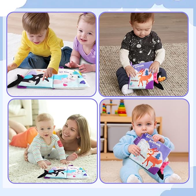Baby Books 0-6 Months, Infant Tummy Time Toy 6-12 Months Touch Feel Book Travel Toy Gifts for Boys Girls 0-3 Months Baby Shower Birthday Easter Basket Stuffers