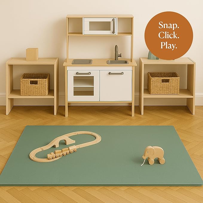 Toddlekind Playmat -Classic Foam Play Mat- 4 x 4 feet Premium Quality Foam Play Mat for Babies/Toddlers, Stylish, Non-Toxic, Odorless, Moss