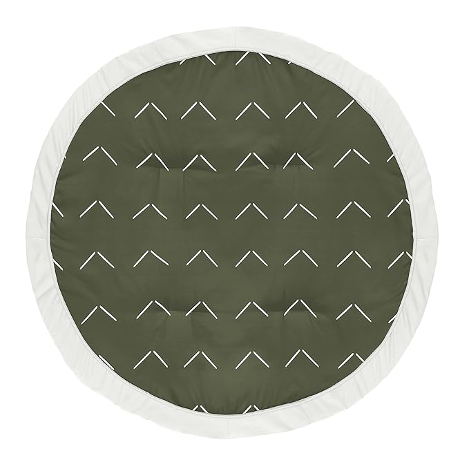 Sweet Jojo Designs Dark Green Boho Arrow Boy Girl Baby Play Mat Tummy Time Activity Infant Playmat Playpen Tent Teepee Floor Hunter Sage Modern Bohemian Gender Neutral Shabby Chic Designer Ivory Arrow