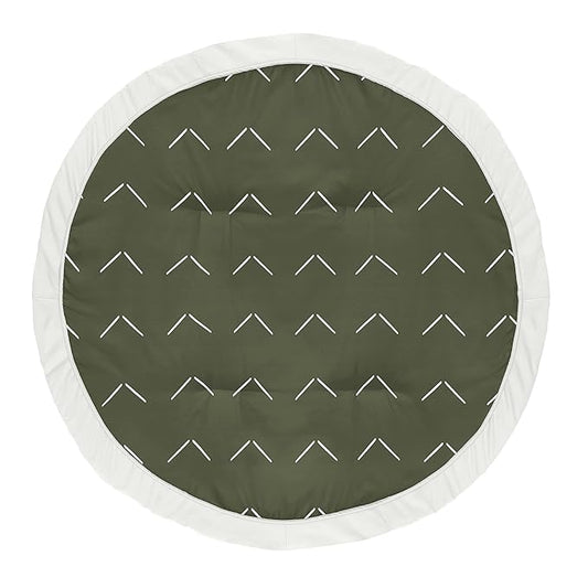 Sweet Jojo Designs Dark Green Boho Arrow Boy Girl Baby Play Mat Tummy Time Activity Infant Playmat Playpen Tent Teepee Floor Hunter Sage Modern Bohemian Gender Neutral Shabby Chic Designer Ivory Arrow