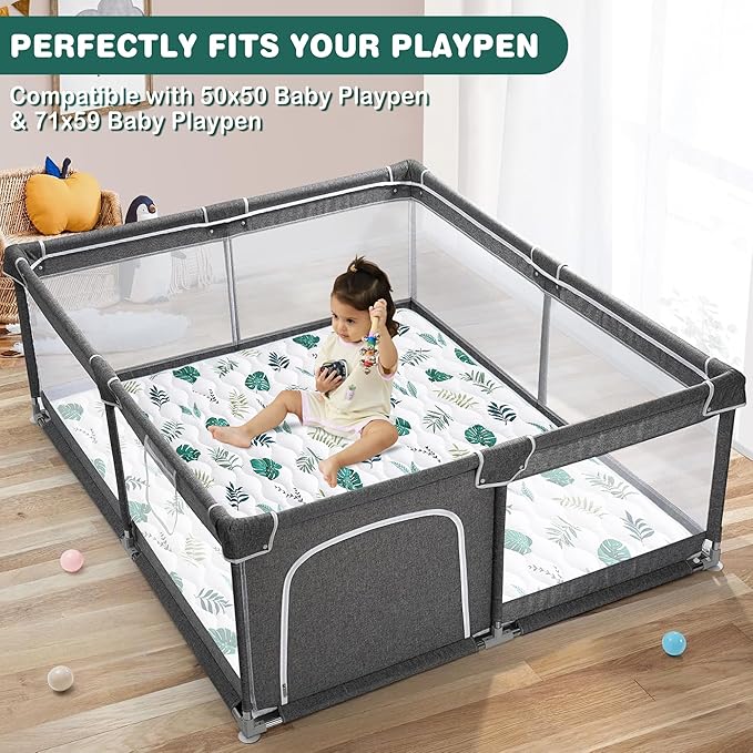Baby Play Mat, Extra Large&Thick Baby Mat for Floor, 50 x 50 Play Mat for Baby， Foldable Padded Baby Floor Mat