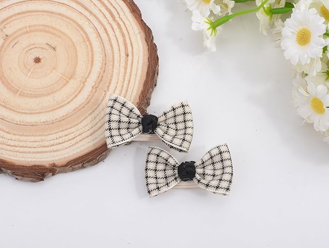 Baby Girls Hair Bow Clips, 10pcs Boutique Cotton Fully Lined Hair Pins, Non Slip Baby Barrettes Accessories for Infants Toddlers Fine Hair by BIANHUAN (Set-C)