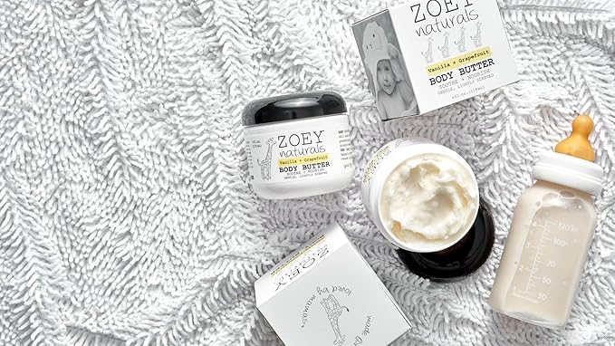 Absolutely Natural Zoey Naturals Vanilla Grapefruit Body Butter - Nourishing Shea Butter and Coconut Oil - Paraben Free Vegan, Made in USA - 3oz