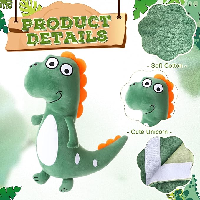 Lenwen 2 Pcs Seat Belt Pillow for Kids Cover for Boys Girls Seatbelt Cushion Pillow for Toddler Car Strap Covers for Travel Sleep Neck Head Support Pad(Green,Dragon)