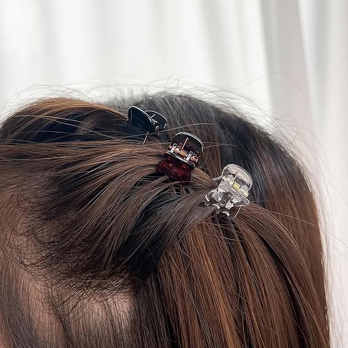 100PCS Tiny Hair Clips for Girl,Mini Claw Clips for Women, 1cm Plastic Mini Claw Clips for Babies, Hair Accessories Non Slip Pins Hair Clamps,Designed for Thin Or Thick Hair,Good Gift(Coffee)