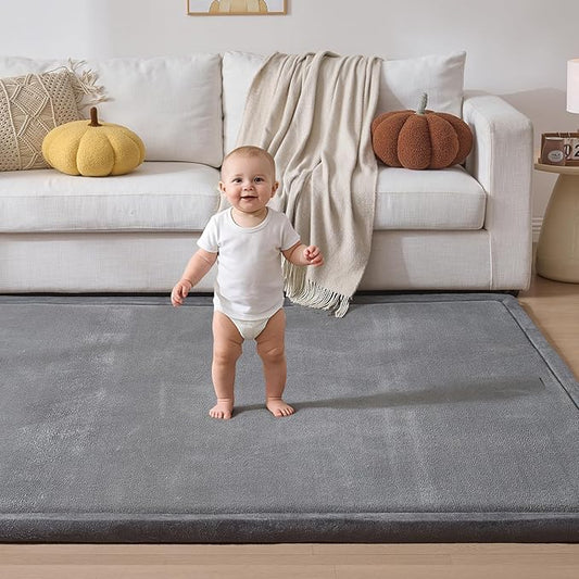 Baby Play Mat for Floor, 1.2" Thick Extra Large Memory Foam 59"×79" Playpen Mat for Kids, Infants, Toddlers - Soft Baby Crawling Mat for Tummy Time, Sitting with Non-Slip Bottom, Dark Gray
